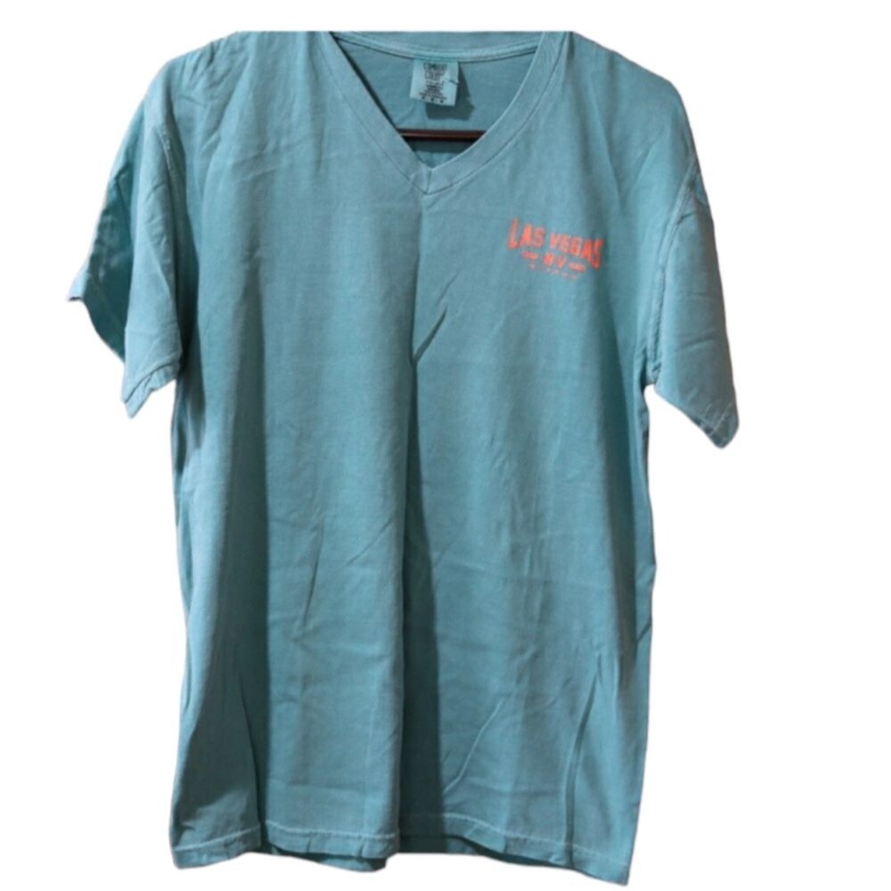 Comfort Colors Blue Vneck Las Vegas Tshirt Medium